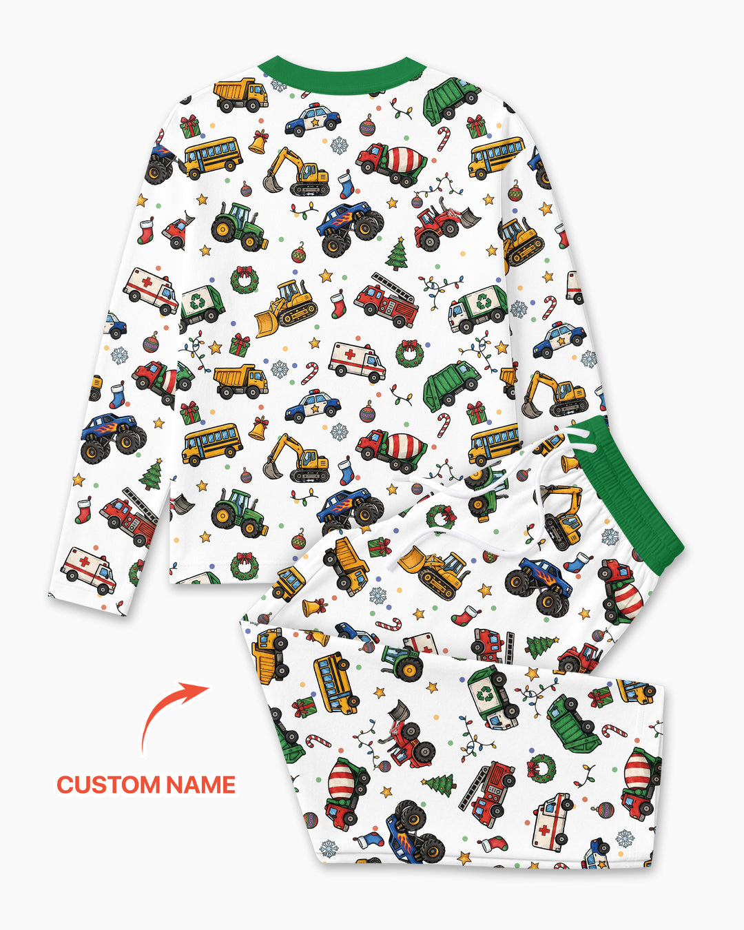 Custom Name Little Trucks Christmas Tree Bamboo Men's Pajama Set