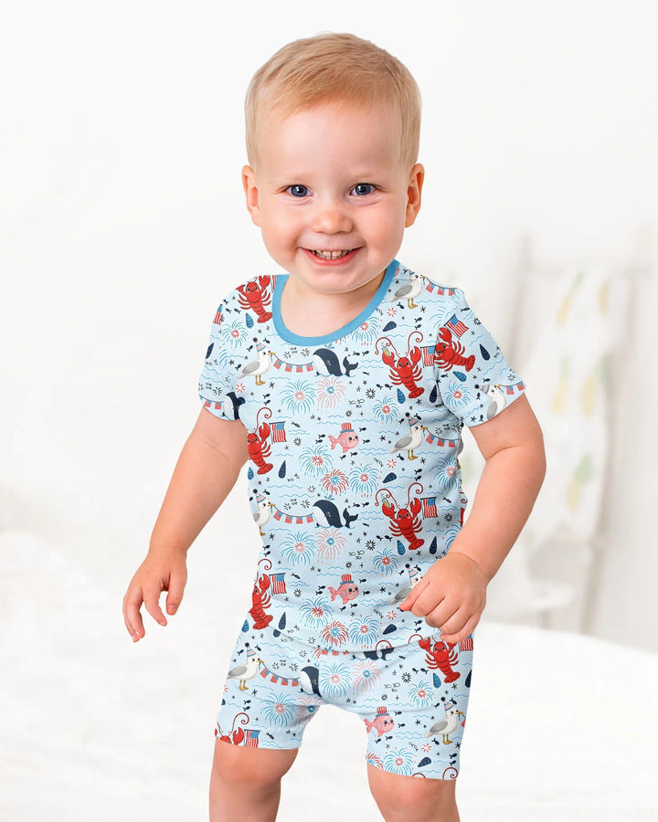 Schlafanzug-Set zweiteilig, kurze Ärmel, kurze Hose, Bambus