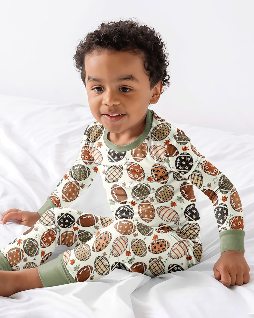 Boho Football Bamboo Two Piece Long Sleeve Pajama Set