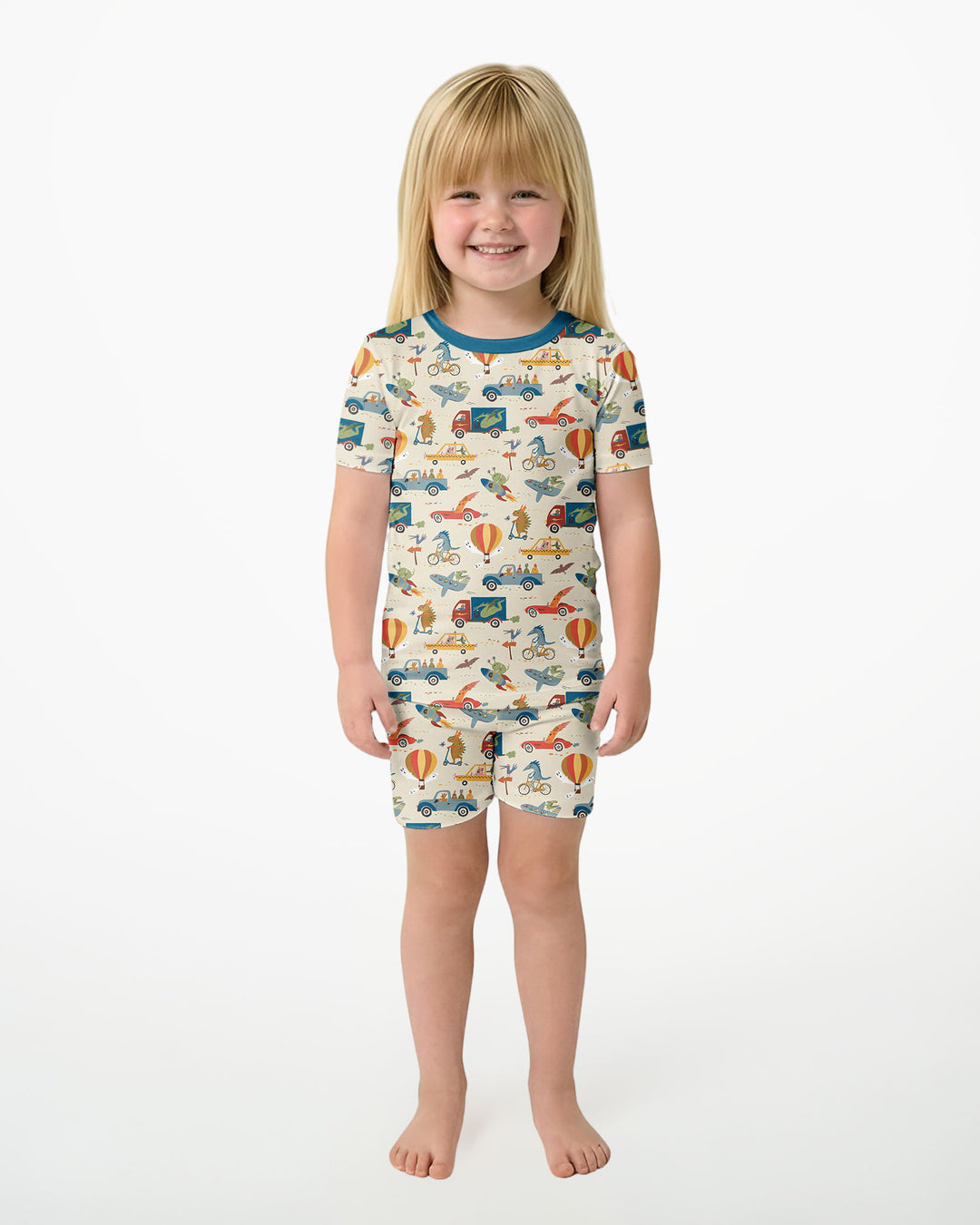 Monsters on the Move Bamboo Two Piece Short Sleeve Shorts Pajama Set