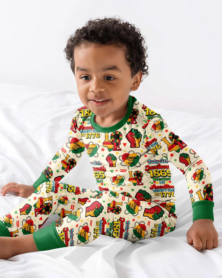 Zweiteiliges Langarm-Pyjama-Set mit Sommerfrüchten