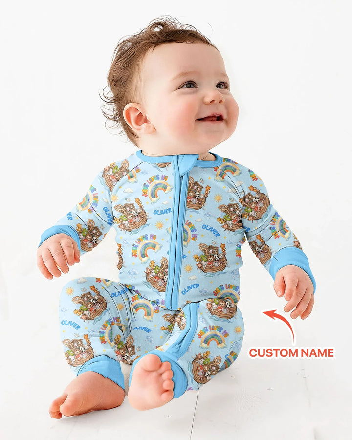 Custom Name Jesus Loves Me Noah's Ark Bamboo Convertible Zippy