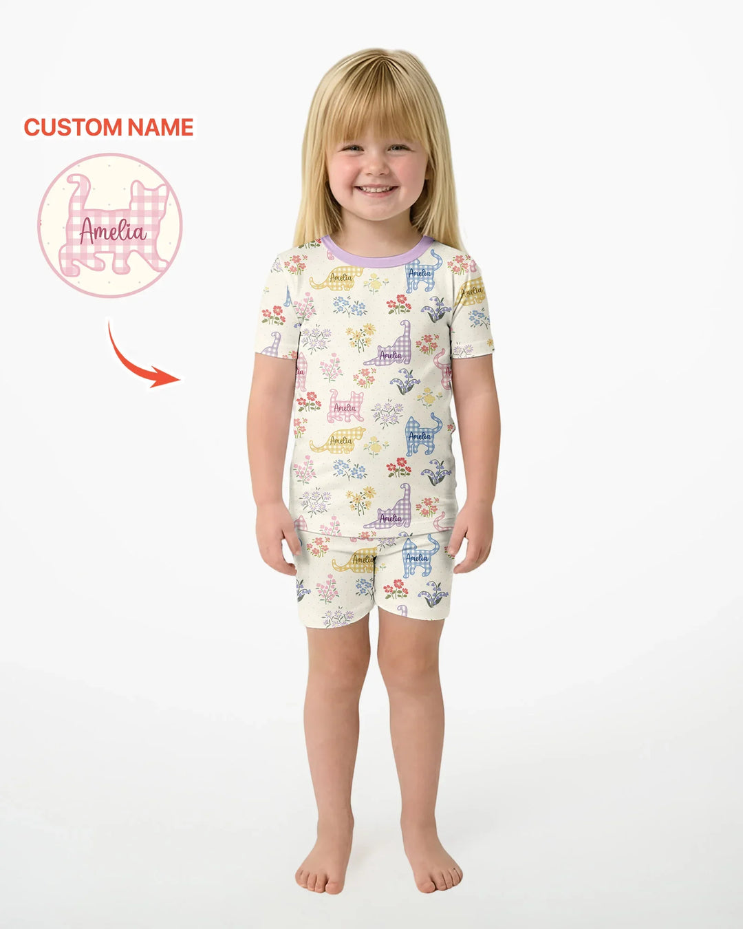 Zweiteiliges Pyjama-Set mit kurzen Ärmeln und Shorts im Sommer-Design