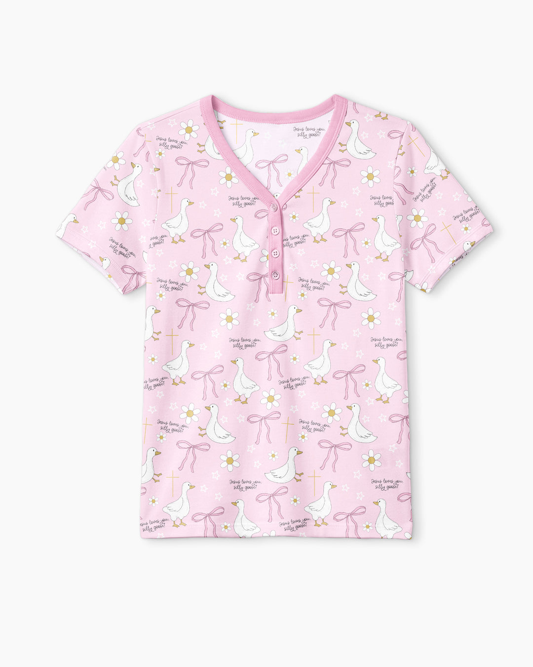 Jesus Loves You Silly Goose Bamboo Women Short Sleeve Short Pajama Set