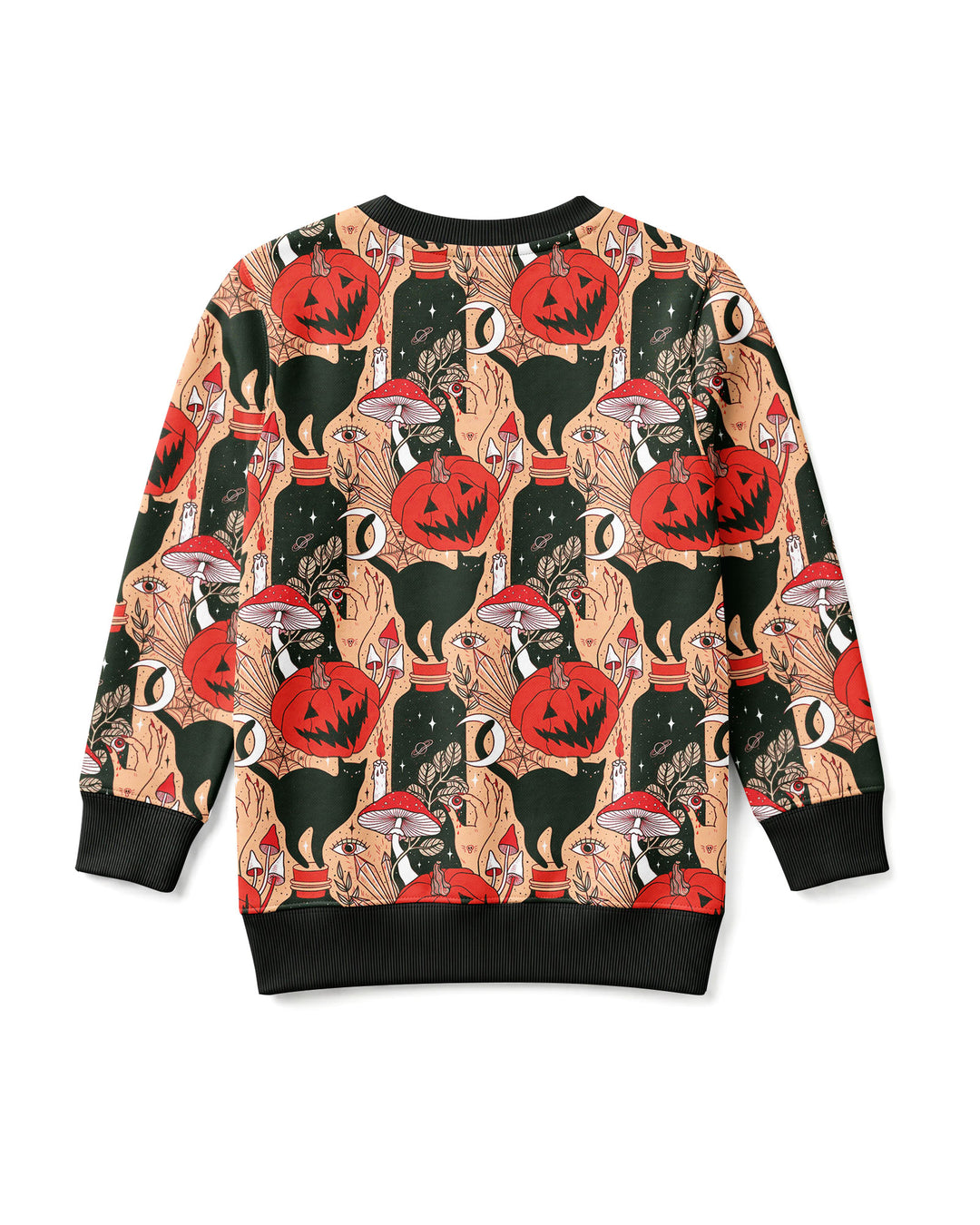 Black Cat And Pumpkin Halloween Bamboo Crewneck Sweatshirt