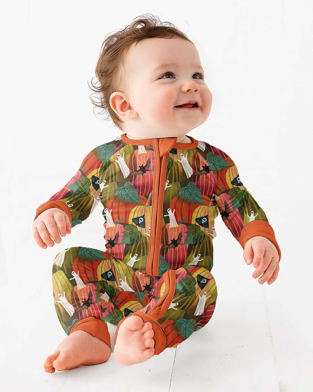 Big Pumpkin Field With Ghosts Bamboo Convertible Zippy