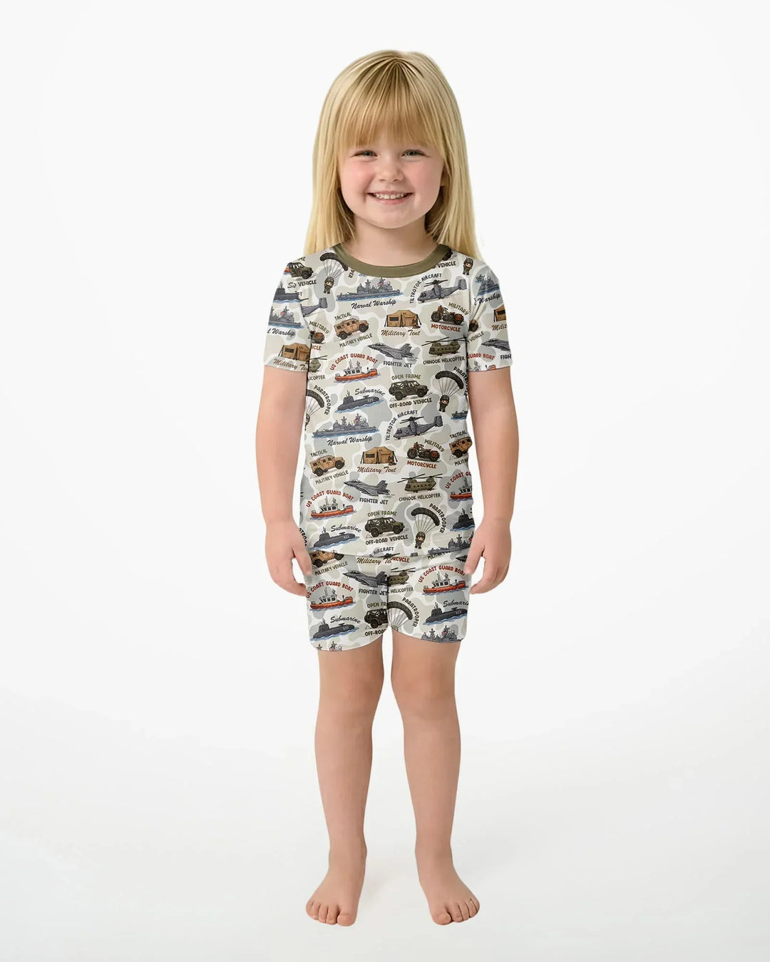 Template Zweiteiliges Pyjama-Set mit kurzen Ärmeln und Shorts