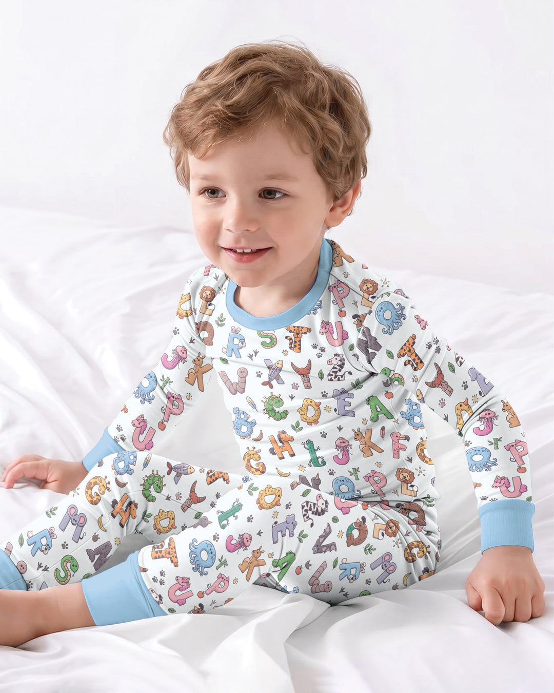 Animals Alphabet Bamboo Two Piece Long Sleeve Pajama Set