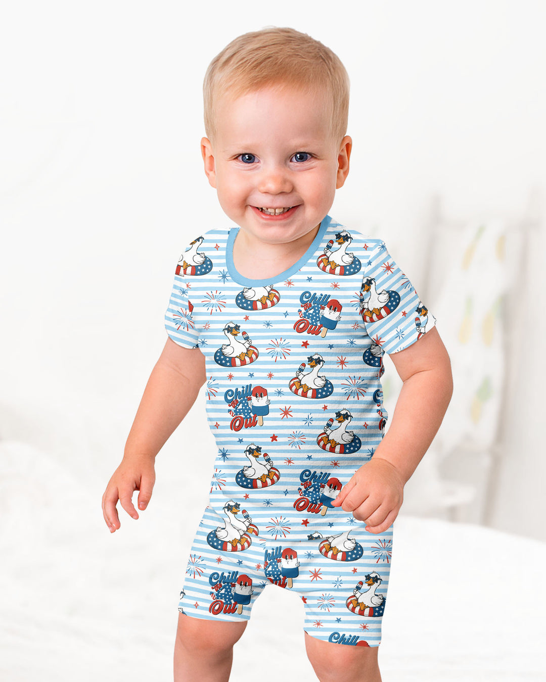 Schlafanzug-Set zweiteilig, kurze Ärmel, kurze Hose, Bambus