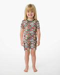 Christmas Felt Patchwork Bamboo Two Piece Short Sleeve Shorts Pajama Set