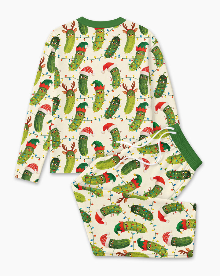 Cheerful Christmas Pickle Bamboo Men's Pajama Set