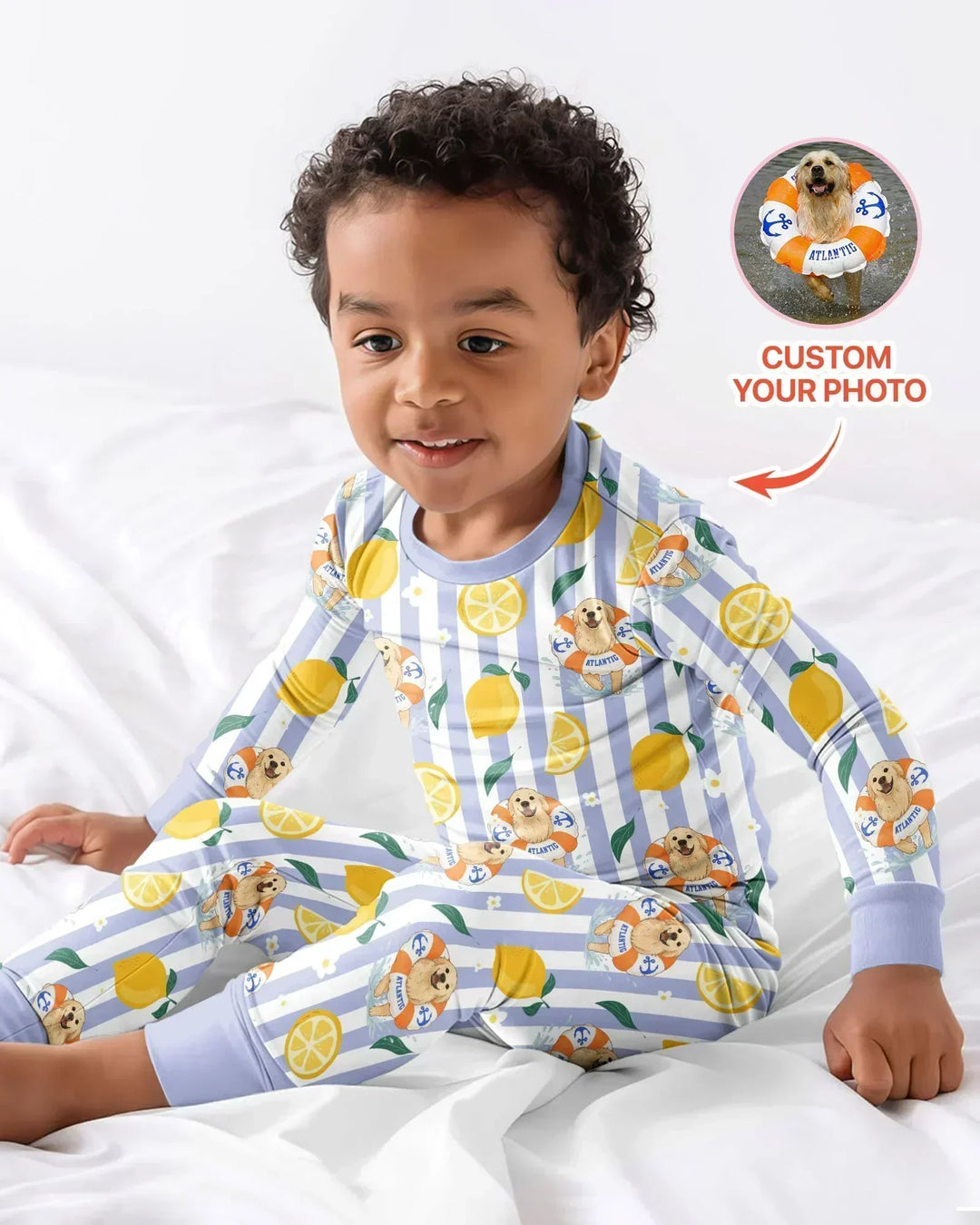 Zweiteiliges Langarm-Pyjama-Set mit Sommerfrüchten