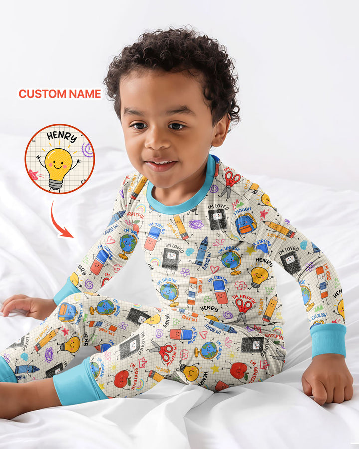 Zweiteiliges Langarm-Pyjama-Set mit Sommerfrüchten