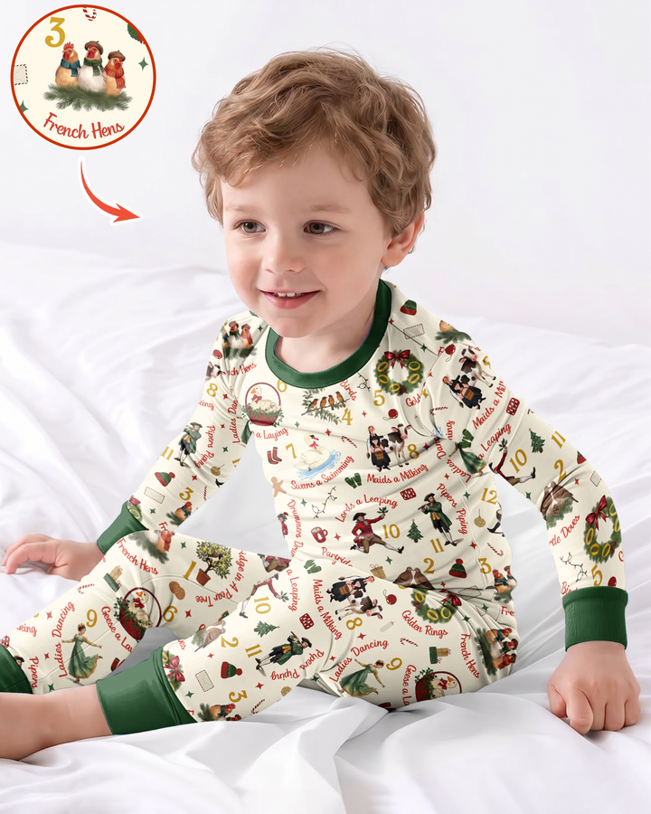12 Days of Christmas Bamboo Two Piece Long Sleeve Pajama Set