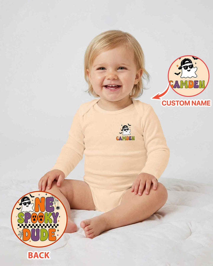 Personalized One Spooky Dude Baby Bamboo Bodysuit