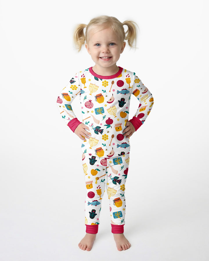 Zweiteiliges Langarm-Pyjama-Set mit Sommerfrüchten