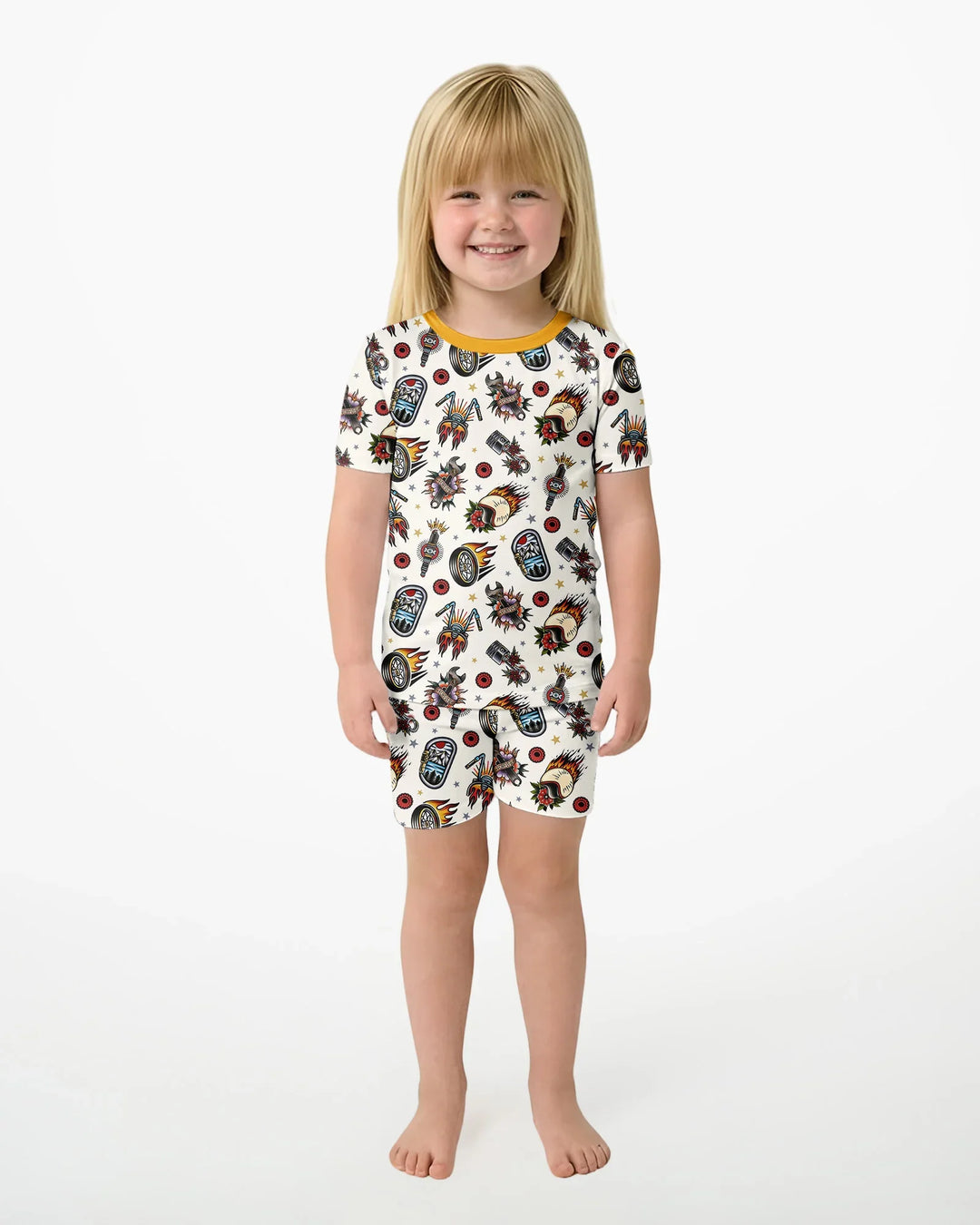 Template Zweiteiliges Pyjama-Set mit kurzen Ärmeln und Shorts