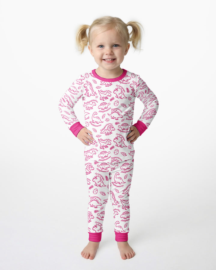 Dinosaur Park Bamboo Two Piece Long Sleeve Pajama Set