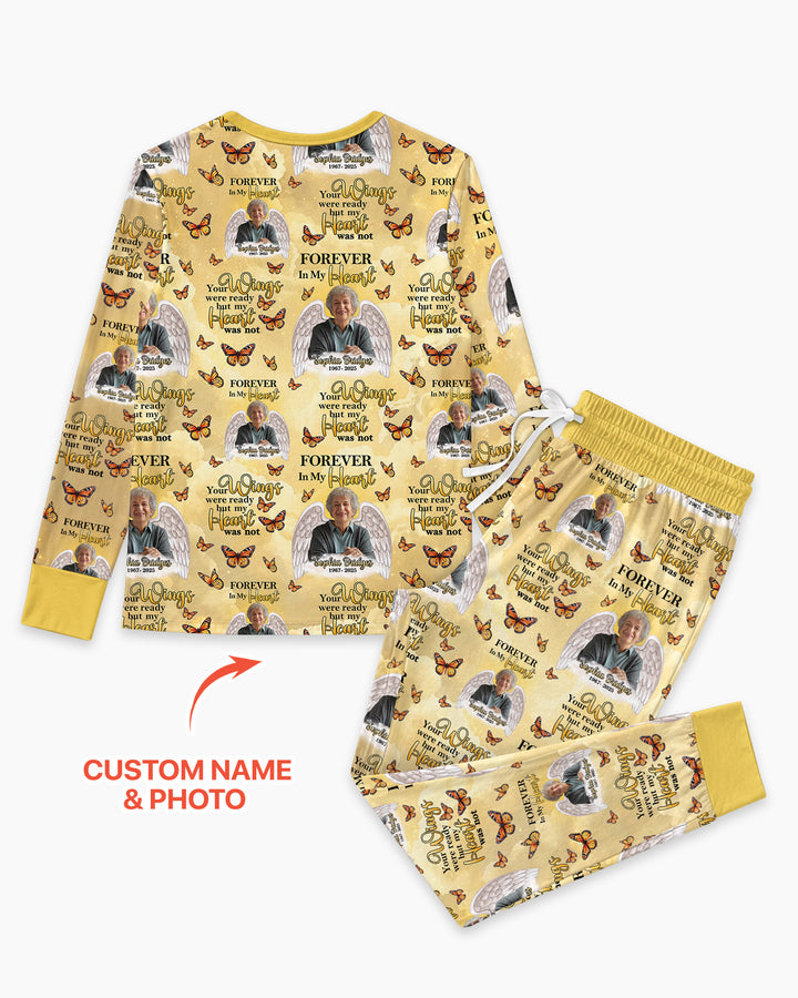 Custom Photo Forever In My Heart Family Matching Bamboo Women Pajama Set