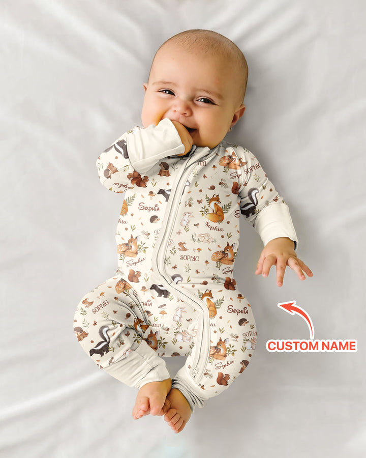 Custom Name Woodland Friends Bamboo Convertible Zippy