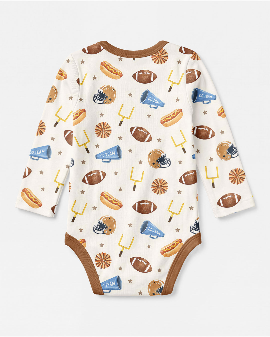 Custom Name Football I'm Just Here For The Snacks Bamboo Bodysuit