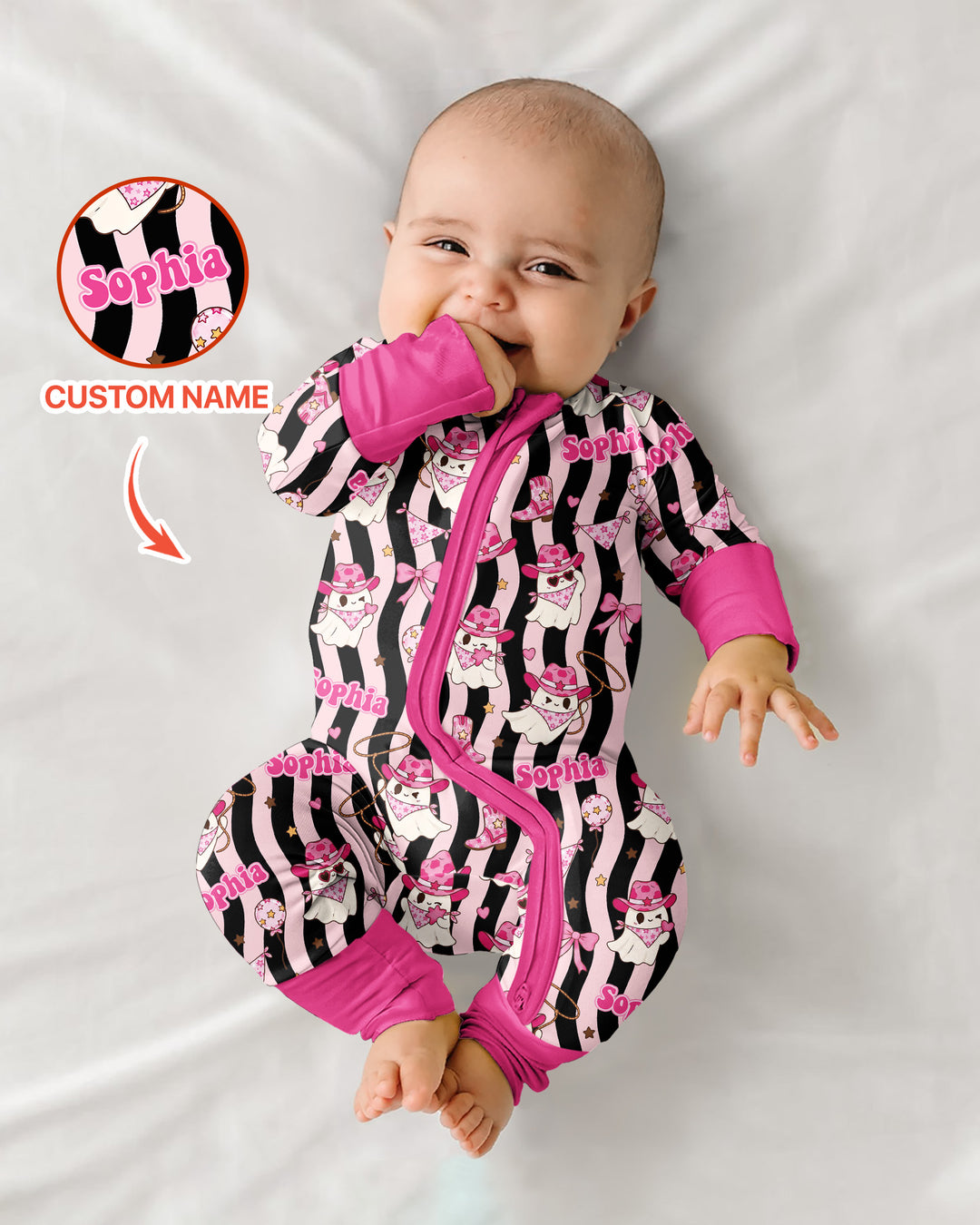 Pink Cowgirl Ghost Halloween Bamboo Convertible Zippy