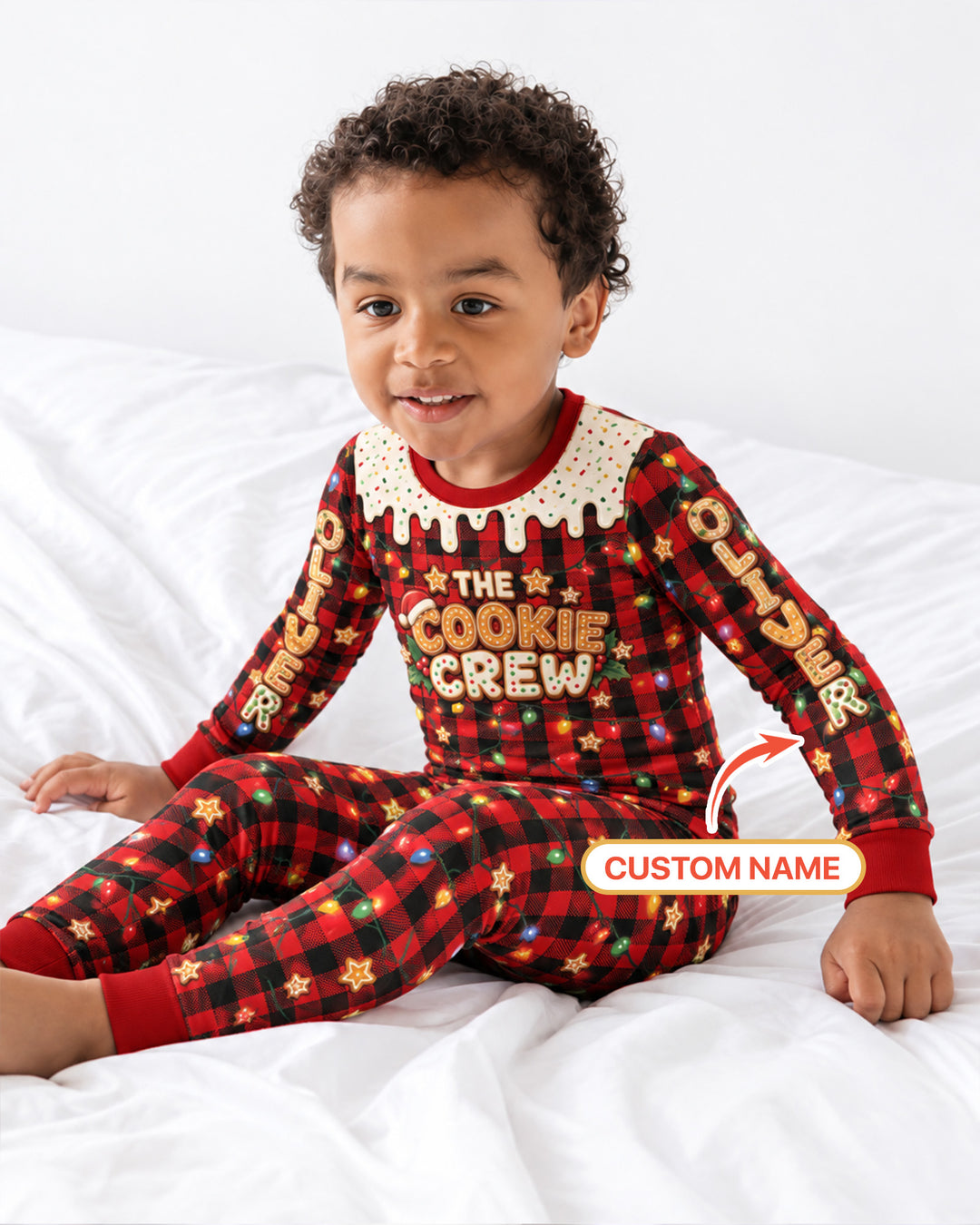 The Cookie Crew Custom Gingerbread Letter Bamboo Two Piece Long Sleeve Pajama Set