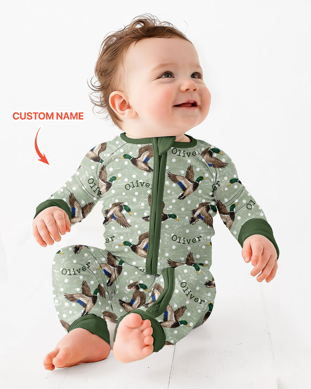 Custom Name Flying Mallard Duck Bamboo Convertible Zippy