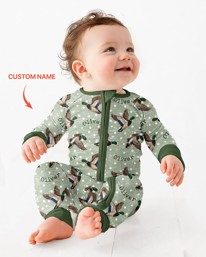 Custom Name Flying Mallard Duck Bamboo Convertible Zippy