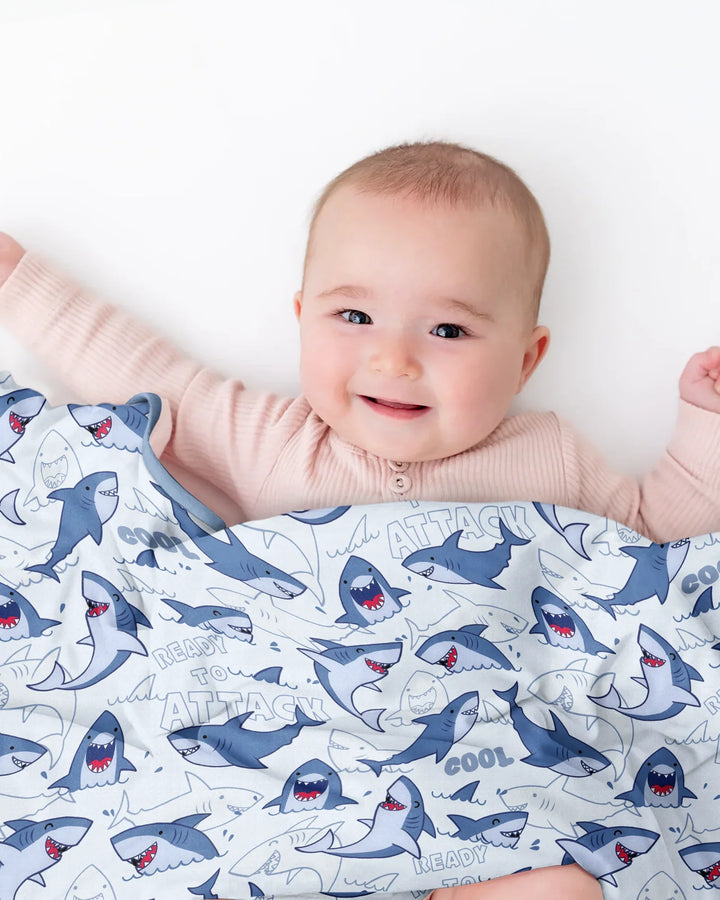 Big Sharks Attack Bamboo Blanket