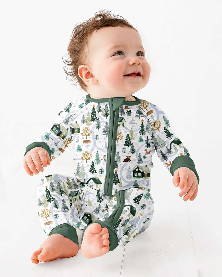 Winter Woodland Village Bamboo Convertible Zippy