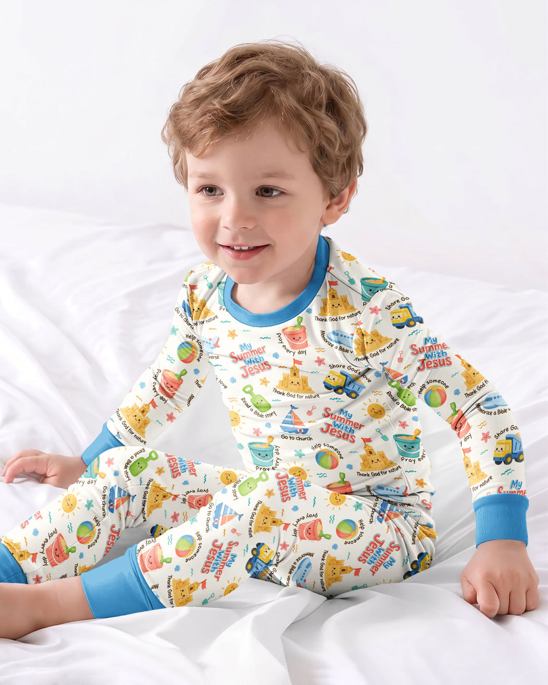 Zweiteiliges Langarm-Pyjama-Set mit Sommerfrüchten