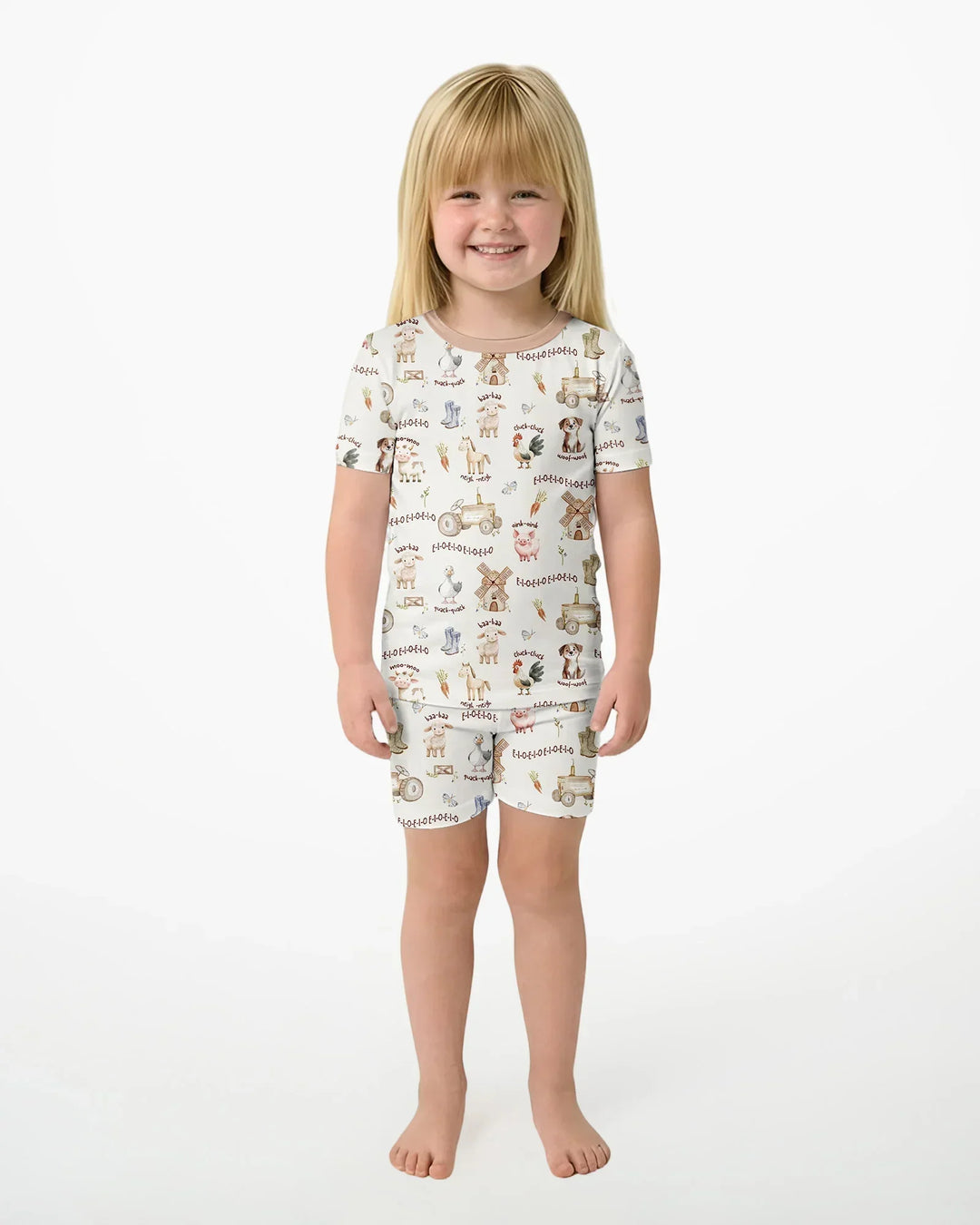 Template Zweiteiliges Pyjama-Set mit kurzen Ärmeln und Shorts