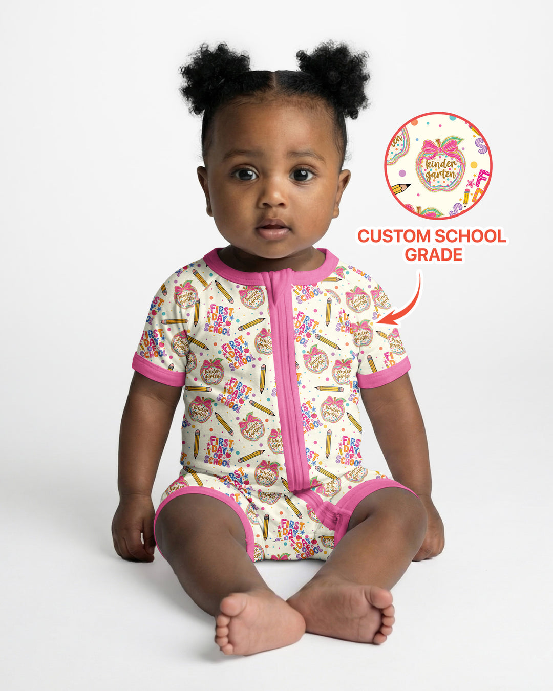 Custom School Grade First Day Cutie Bamboo Shorty Zippy