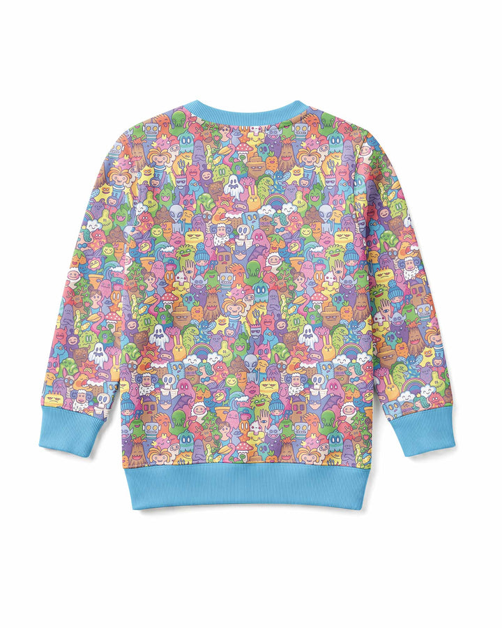 Doodle Characters Pastel Bamboo Crewneck Sweatshirt