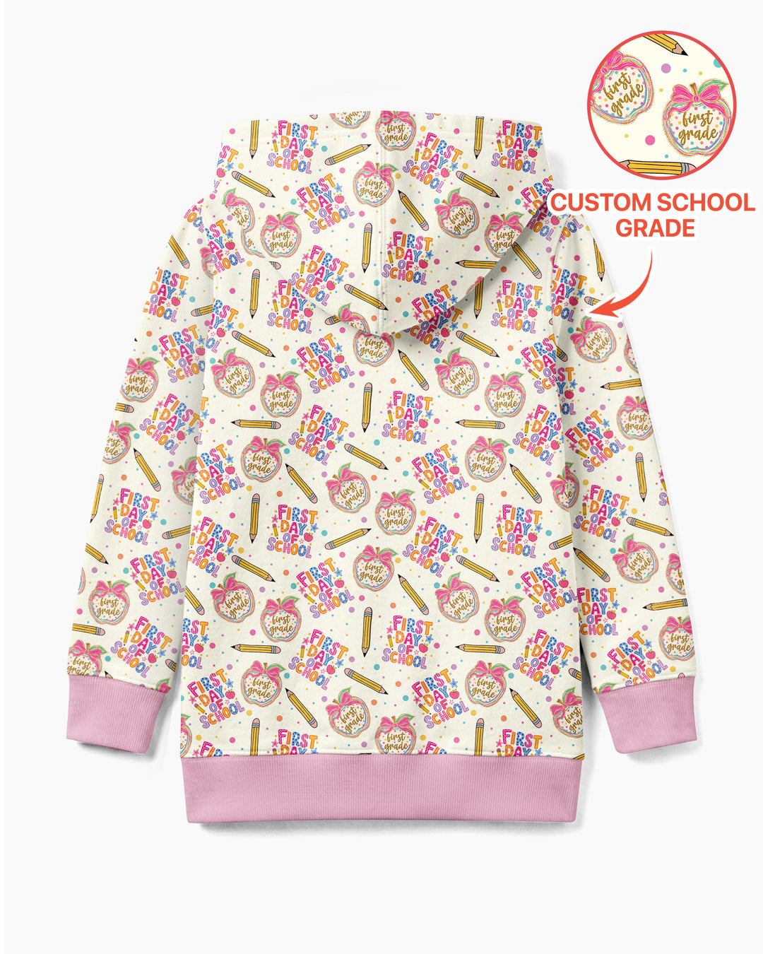 Custom School Grade First Day Cutie Bamboo Zip Hoodie