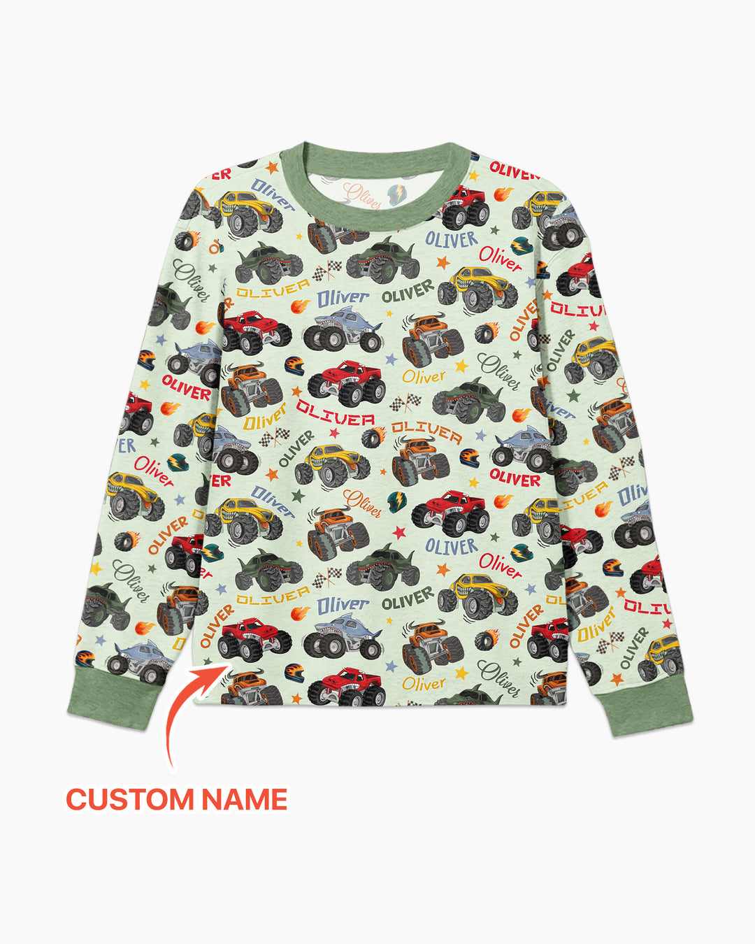 Personalized Monster Truck Bamboo Men's Pajama Set