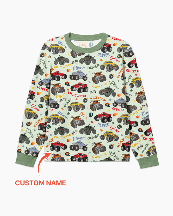 Personalized Monster Truck Bamboo Men's Pajama Set