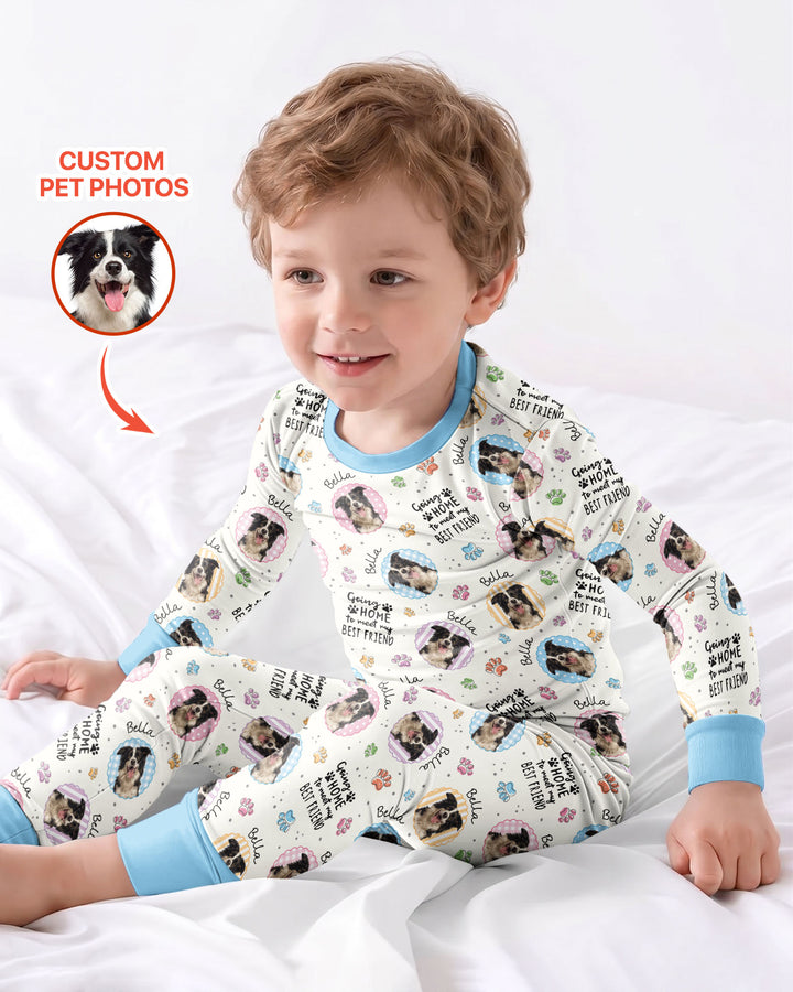 Custom Pet Photo My First Best Friend Bamboo Two Piece Long Sleeve Pajama Set