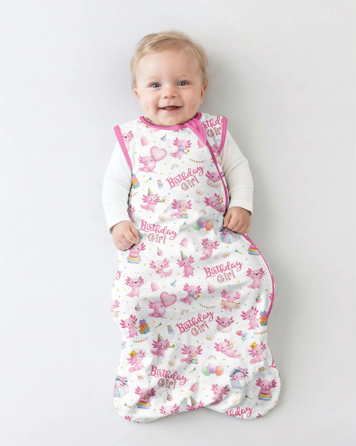 Cute Axolotl Birthday Girl Bamboo Sleep Bag