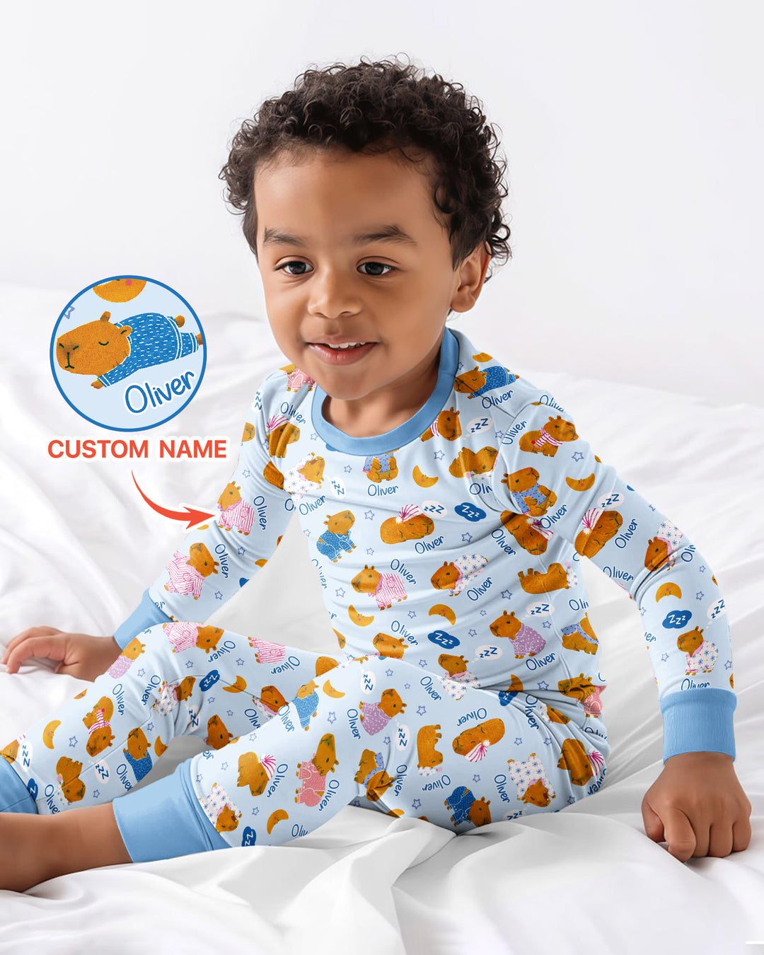 Cozy Capybara Dreams Bamboo Two Piece Long Sleeve Pajama Set