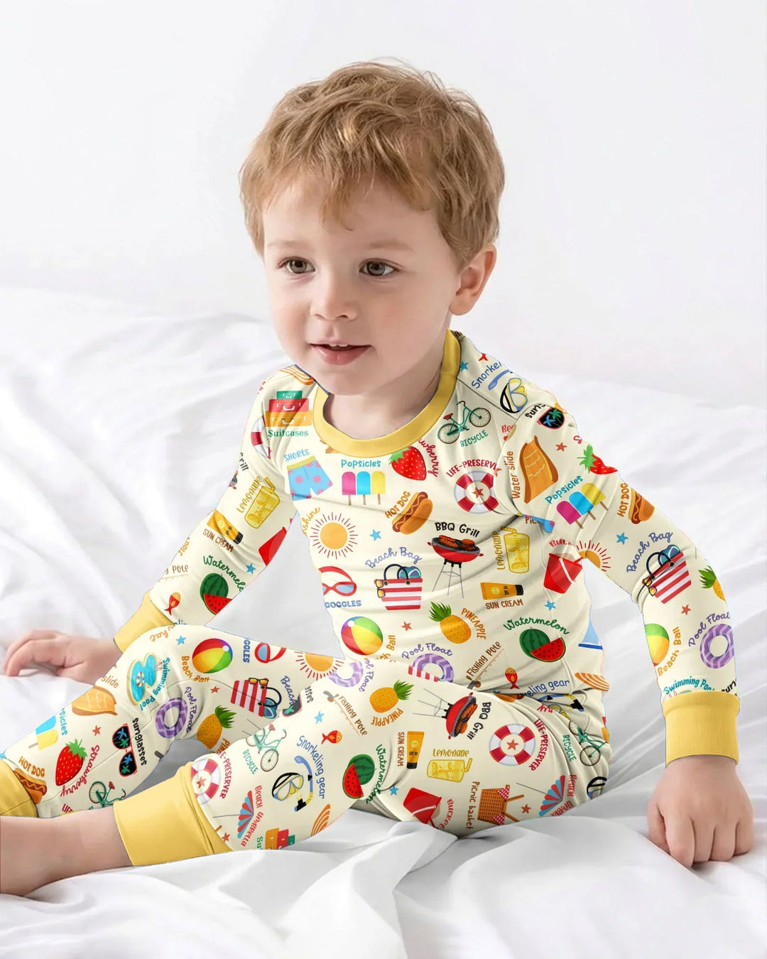 Zweiteiliges Langarm-Pyjama-Set mit Sommerfrüchten