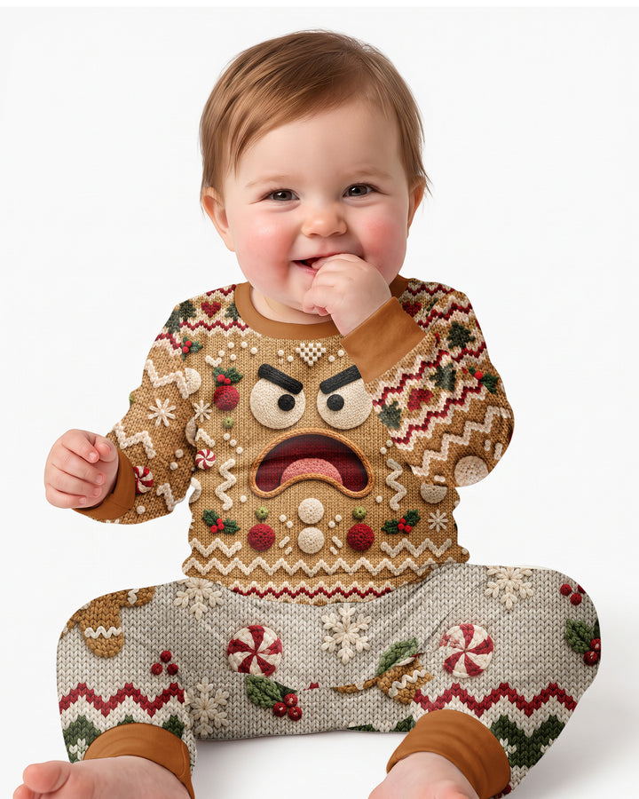 Grumpy Gingerbread Crew Bamboo Two Piece Long Sleeve Pajama Set