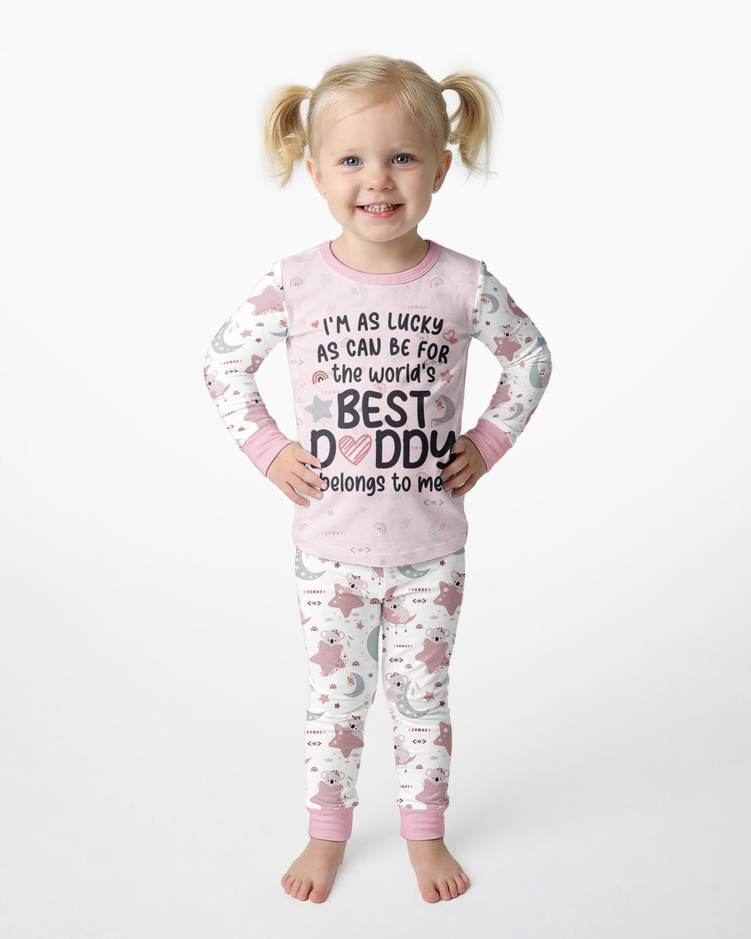 The World's Best Daddy Belongs To Me Bamboo Two Piece Long Sleeve Pajama Set