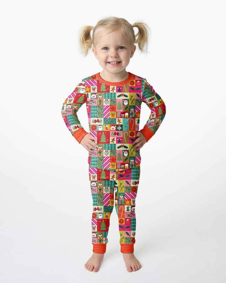 Maximalist Christmas Collage Bamboo Two Piece Long Sleeve Pajama Set