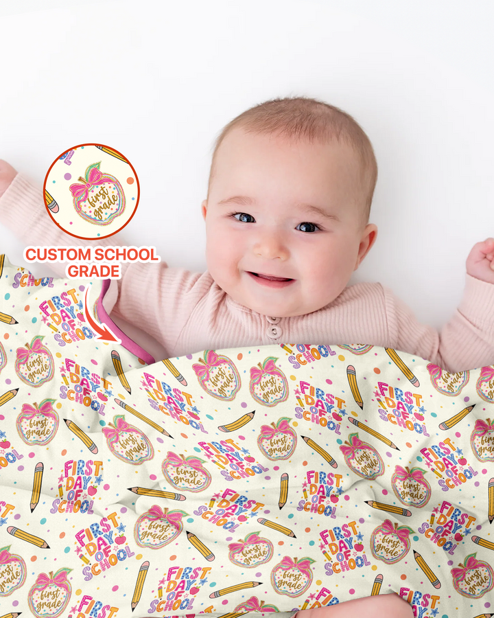 Custom School Grade First Day Cutie Bamboo Blanket