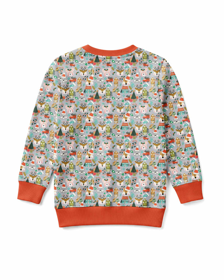 Christmas Woodland Deer Fox Bear Bamboo Crewneck Sweatshirt