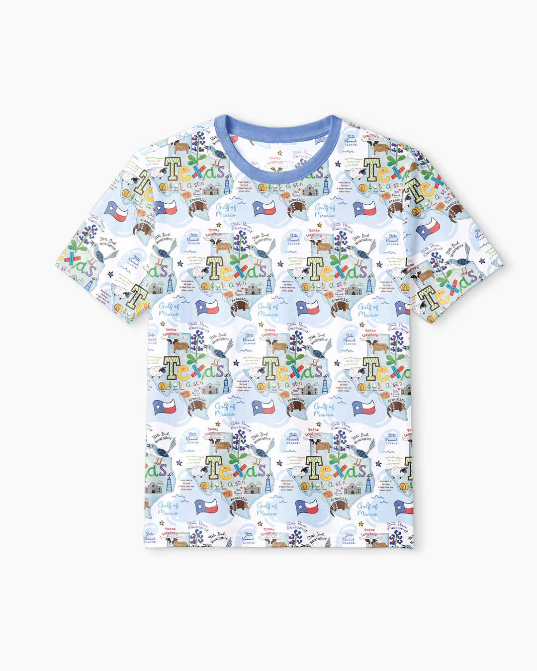 Texas Map Family Matching Bamboo Men Short Sleeve Short Pajama Set