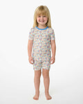 Pastel Halloween Jack O Lanterns Bamboo Two Piece Short Sleeve Shorts Pajama Set