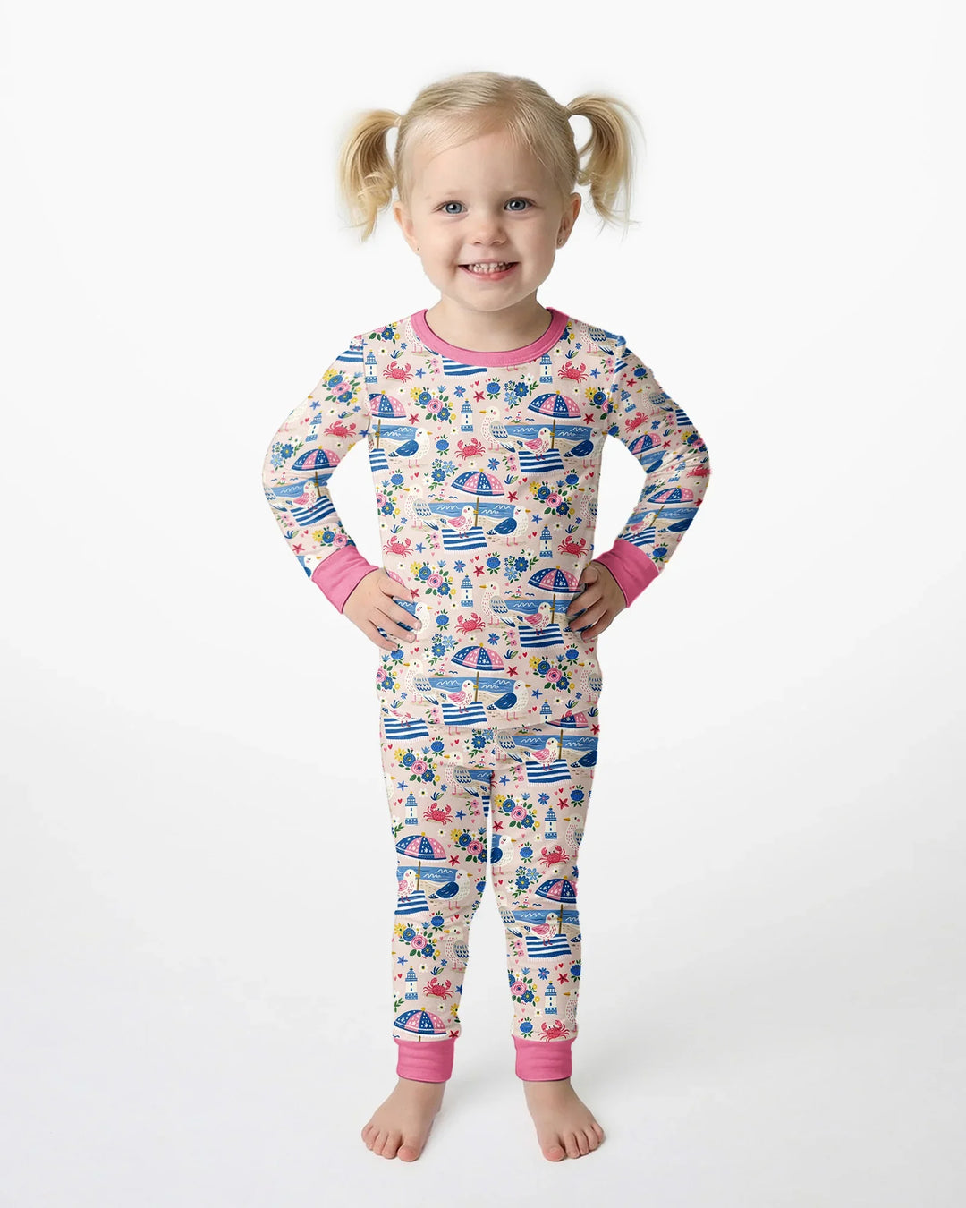 Zweiteiliges Langarm-Pyjama-Set mit Sommerfrüchten